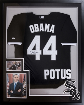 Barack Obama Autographed Chicago White Sox #44 "POTUS" Framed 43x34 Jersey (JSA)